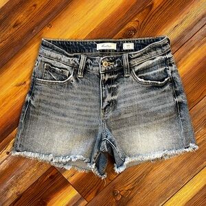 Kancan Signature Kurvy Mid-Rise Frayed Denim Shorts Size 25